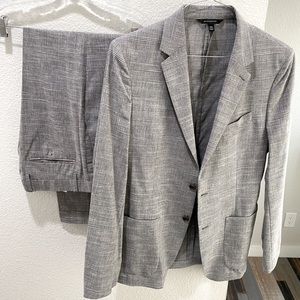 Stylish Grey Plaid Slim Fit Suit